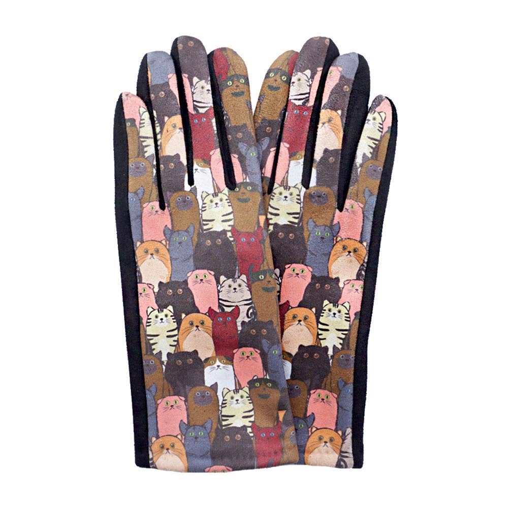 Dog Pattern Printed Smart Touch Gloves: 3-GRY-MT
