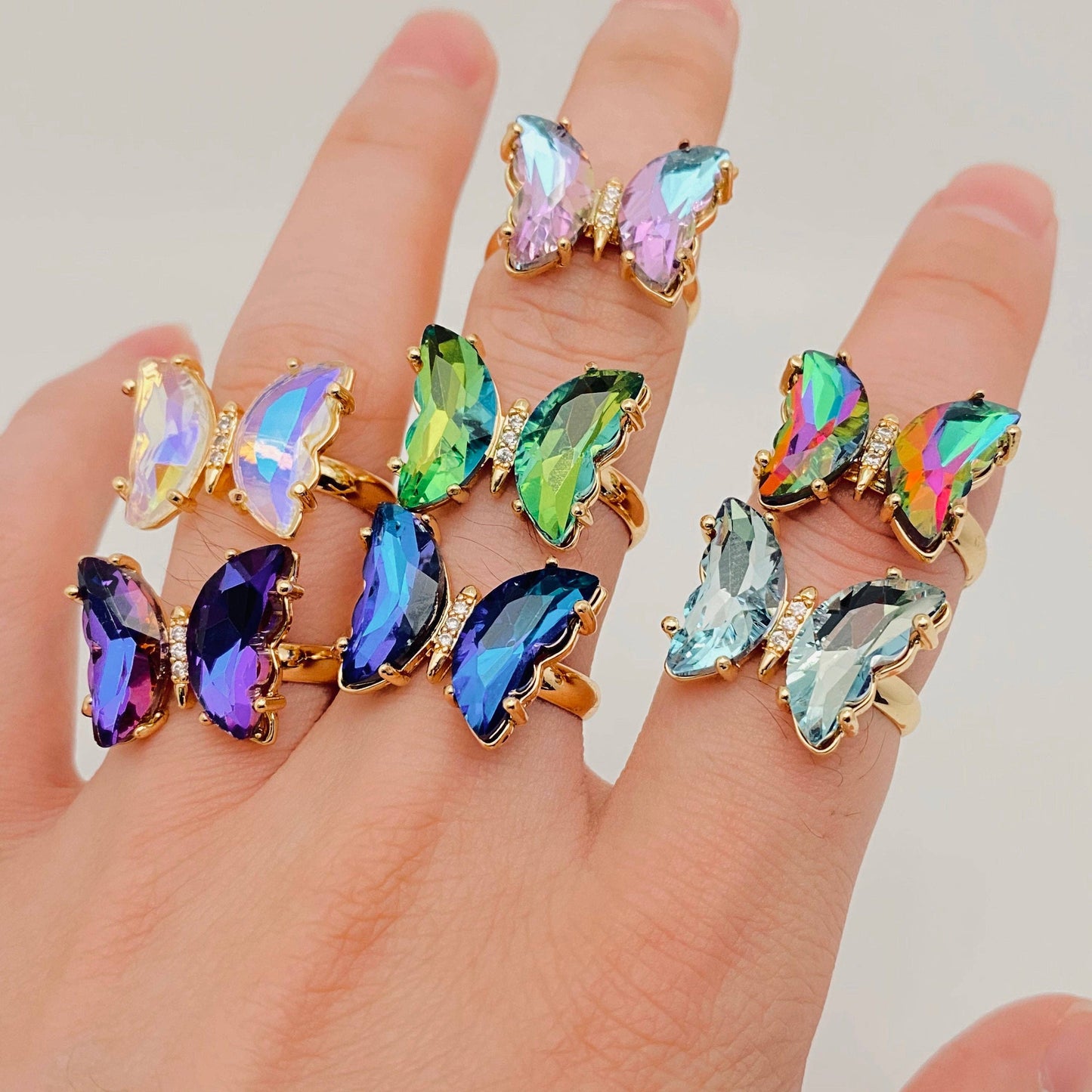 M30. Gradient Glass Butterfly Ring