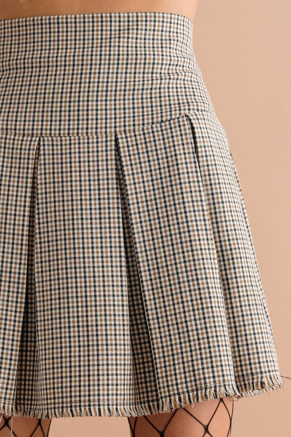 40034S - PLAID PLEATED SKIRT WITH SIZE ZIPPER OPENING