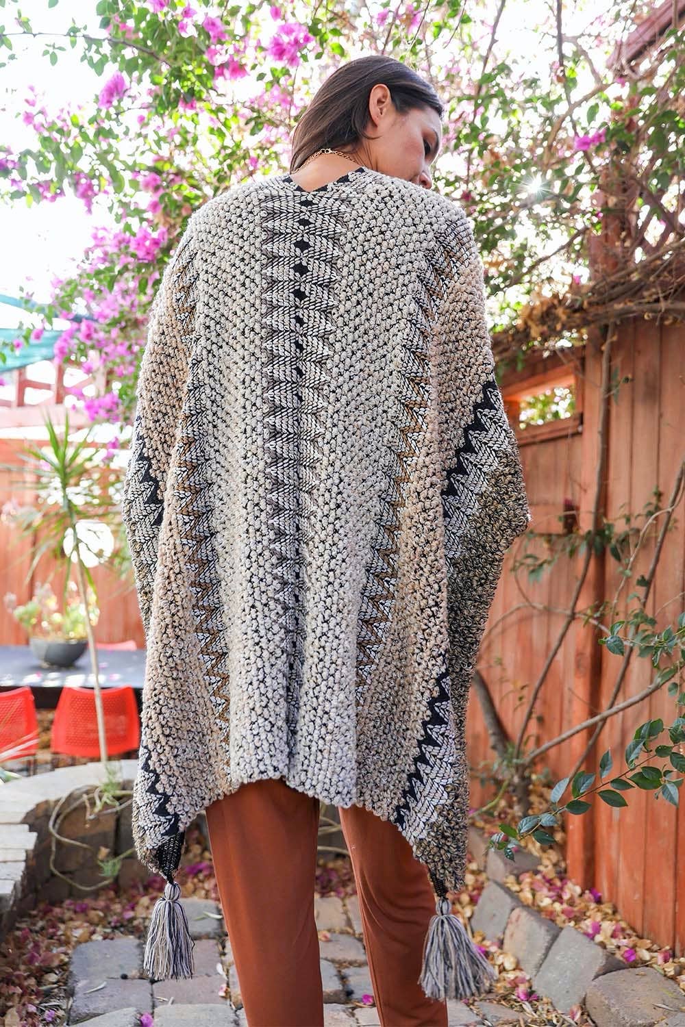 Western Colorful Crochet Patterned Ruana - The Original!: Mustard