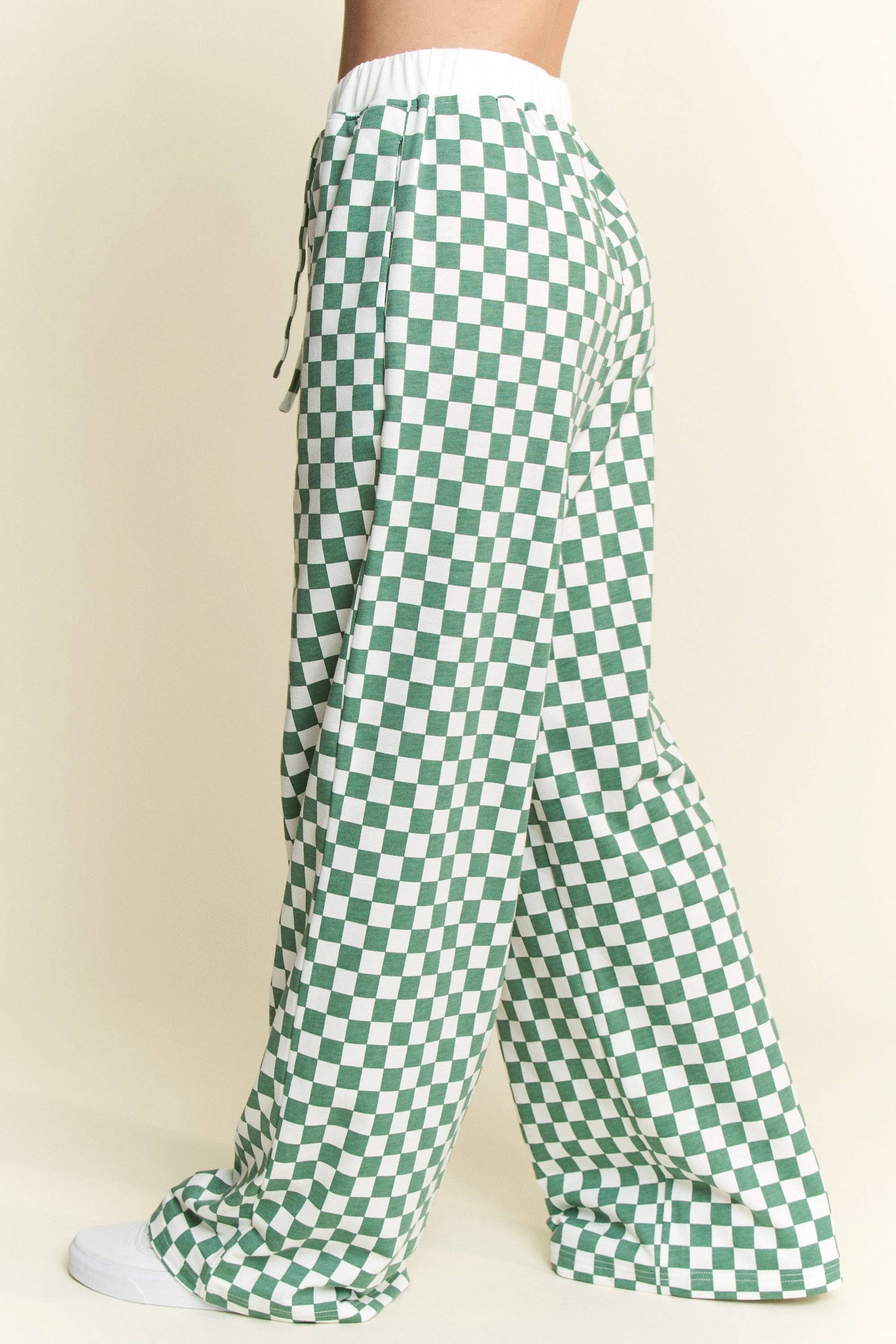 CHECKERED PRINT STRAIGHT LEG BOXER PANTS