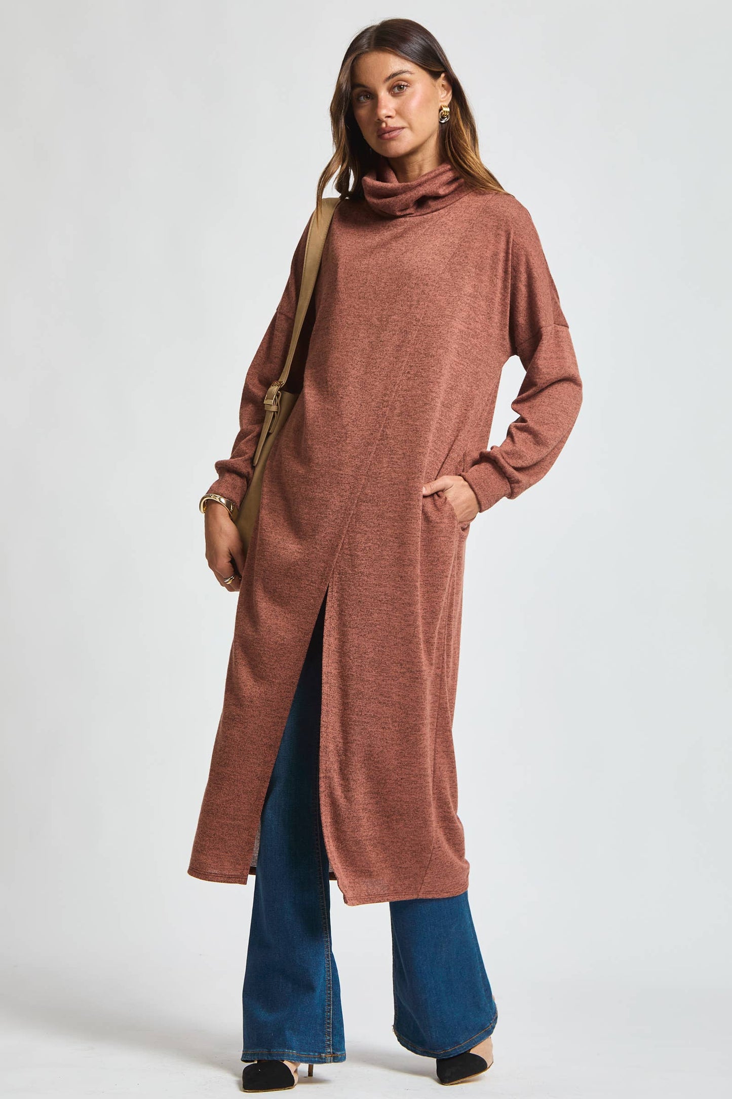 Flowy Surplice Wrap Duster