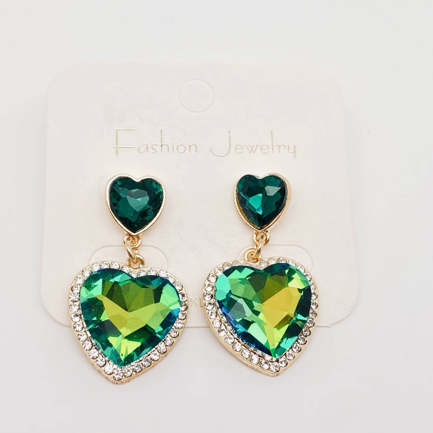 M4. Colorful Rhinestone Heart-shaped Glass Earrings