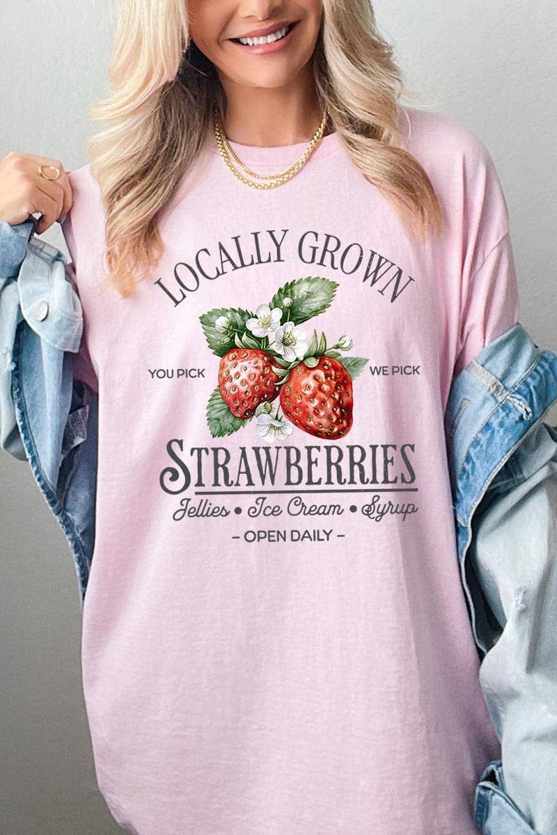 Locally Grown Strawberries Graphic Heavy Cotton T