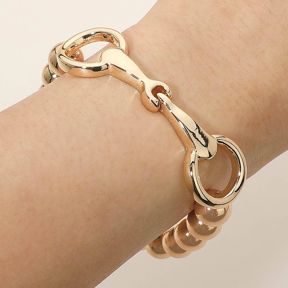 Horsebit Beaded Stretch Bracelet