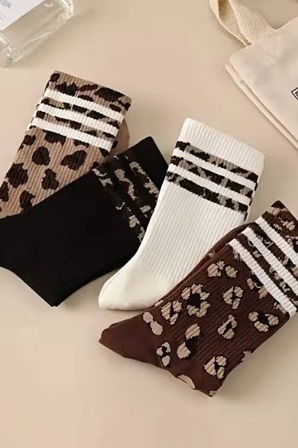 WOMAN ANIMAL LEOPARD HALF CREW THROWBACK SOCKS | 40S02071