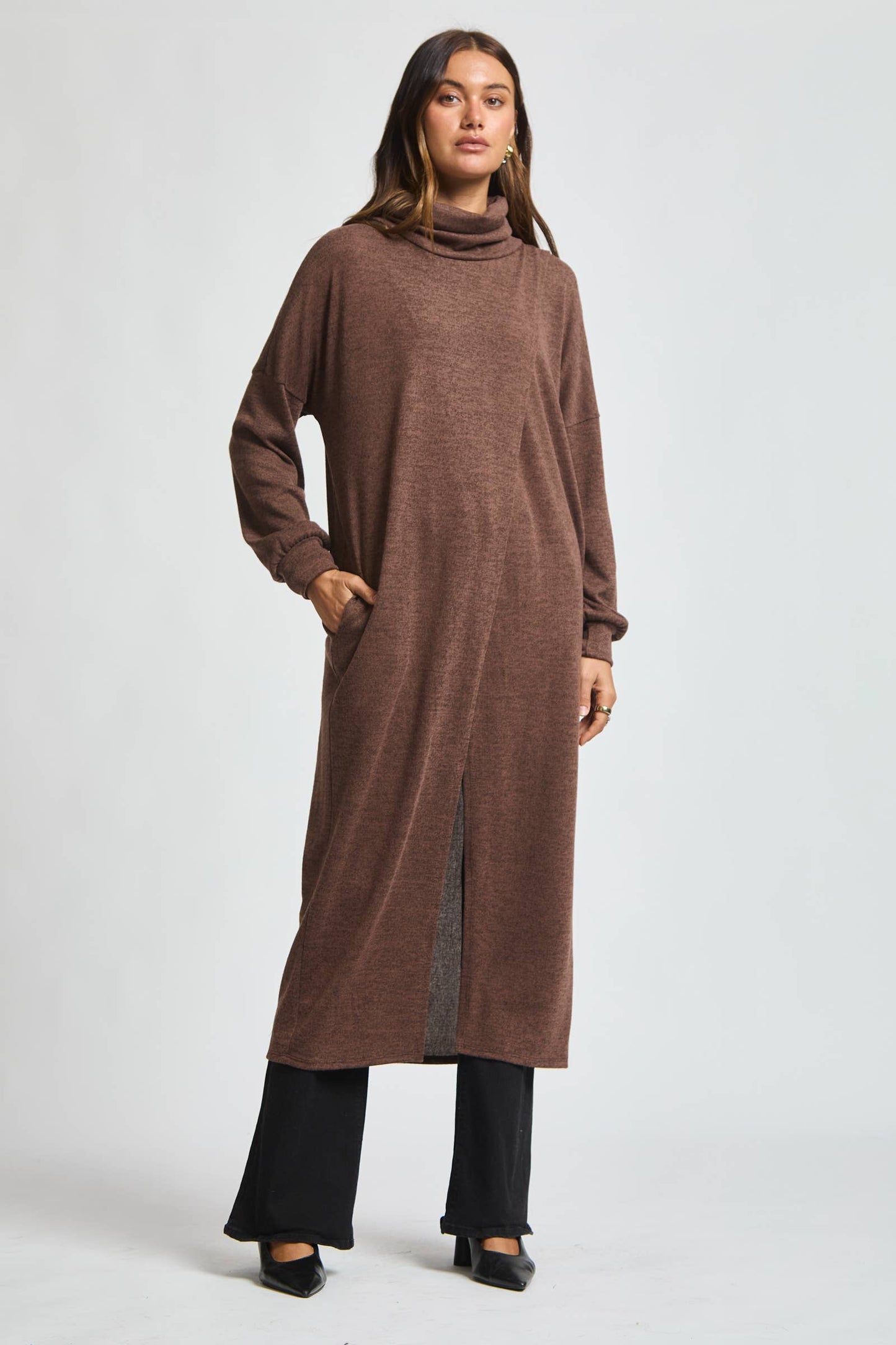 Flowy Surplice Wrap Duster