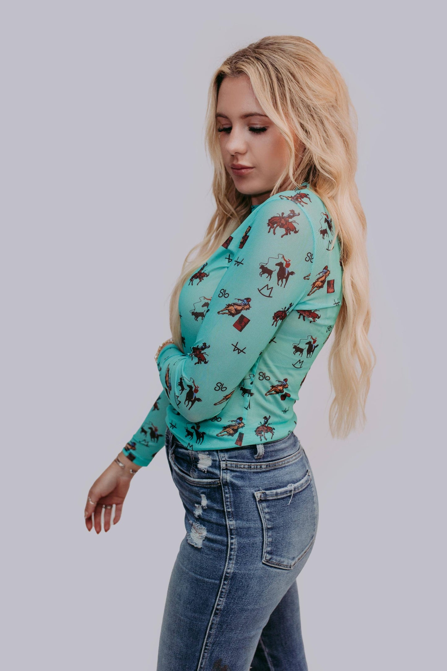 MK462 Branded LS Mesh Top