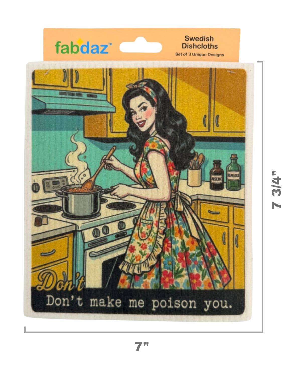 Kitchen Retro Wife - Set of 3 - Swedish Dishcloths