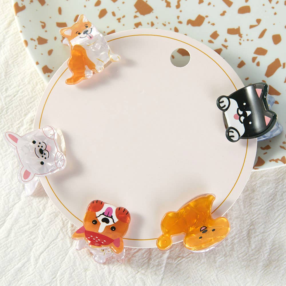 J45. 5PCS - Puppy Mini Hair Claw Clip Set