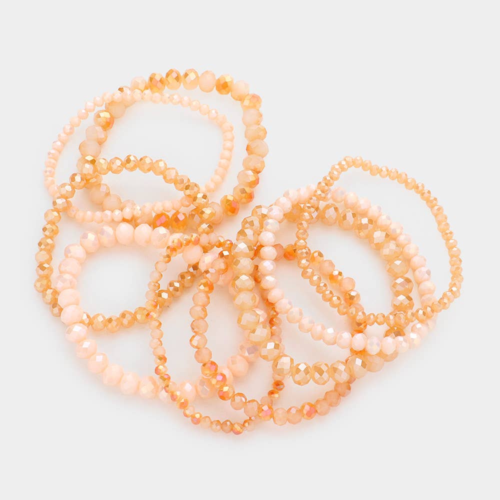 9PCS - Faceted Bead Stretch Bracelets