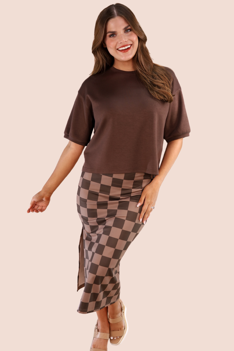 Midi Skirt- Chocolate Checkered