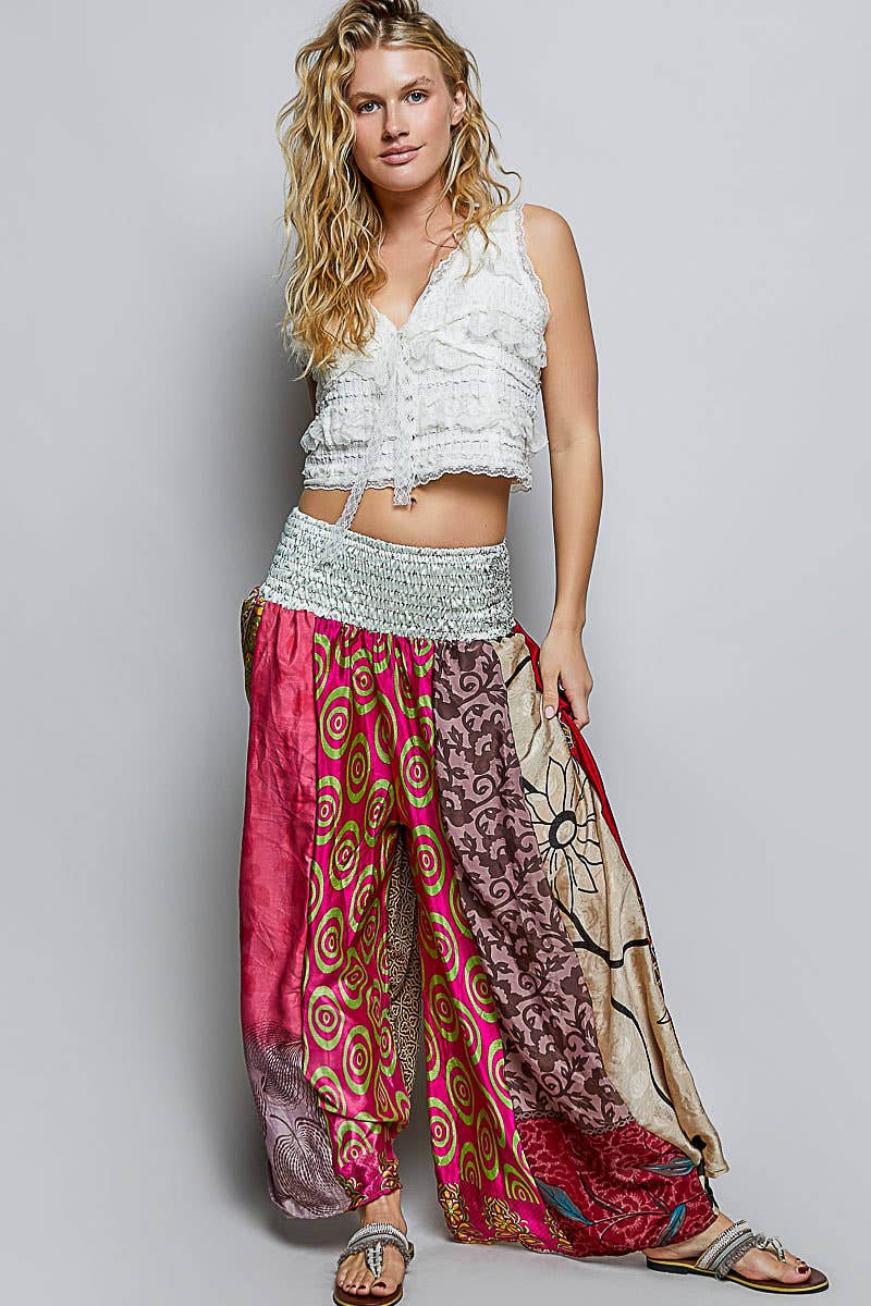 1B. One-of-a-Kind POL Smocked Waist Printed Wide Leg Pants