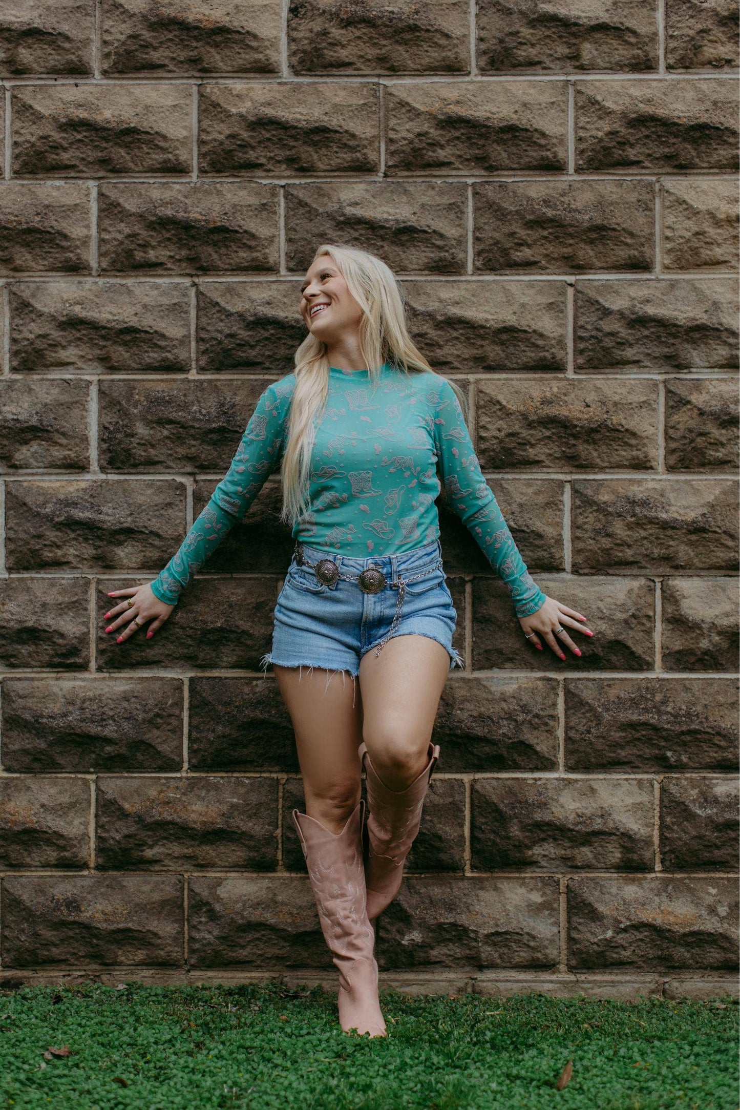 TZ93 Country Velvet Mesh Top