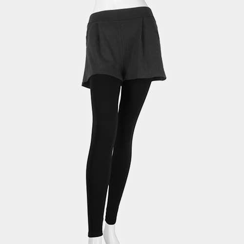 Short Layered Ankle Heavy Leggings: Charcoal