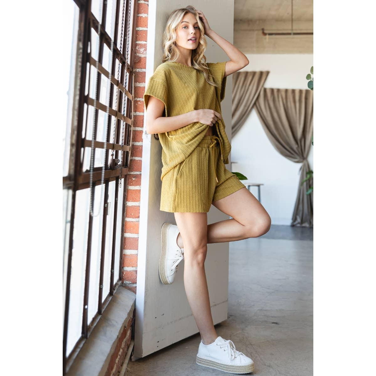 Waffle Textured Knit Pants