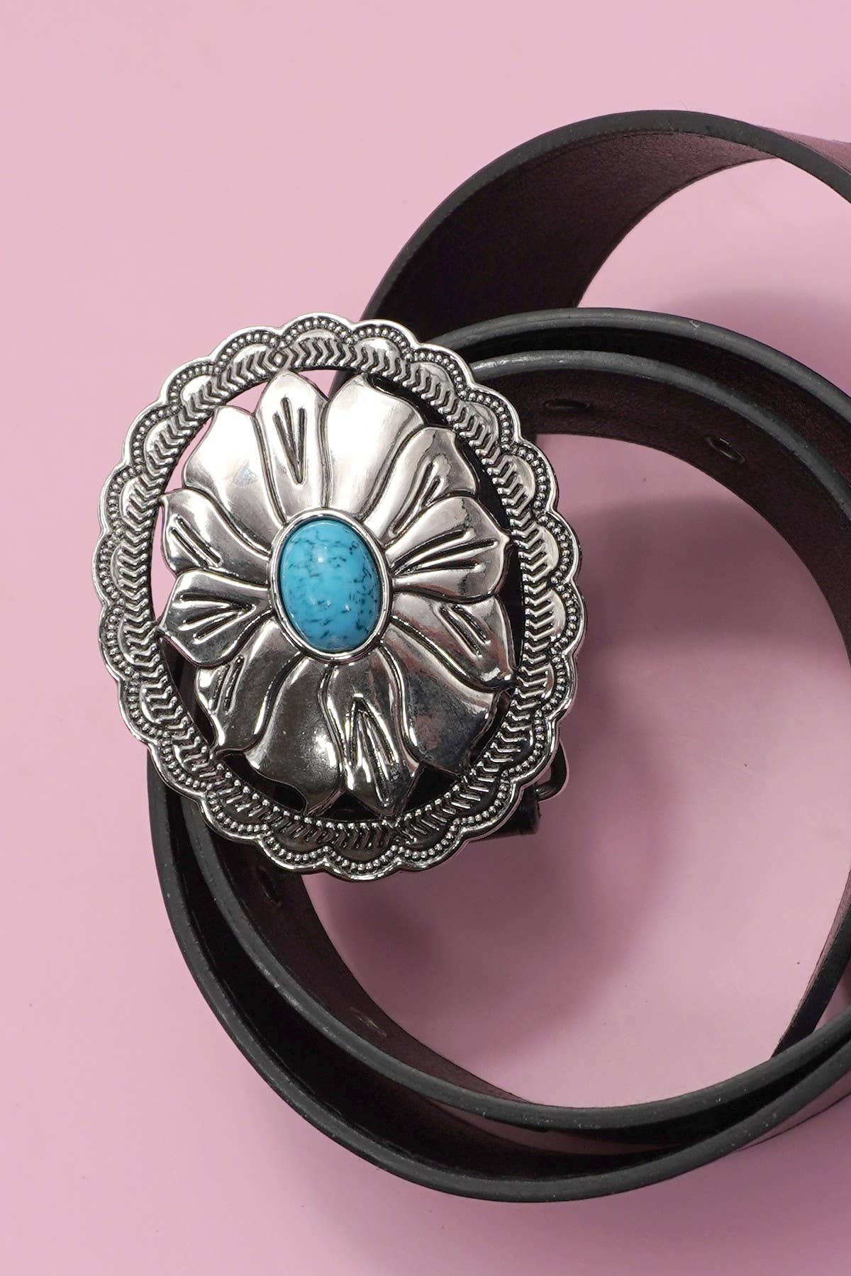 WESTERN OVAL BUCKLE FASHION LEATHER BELT | 40BT655