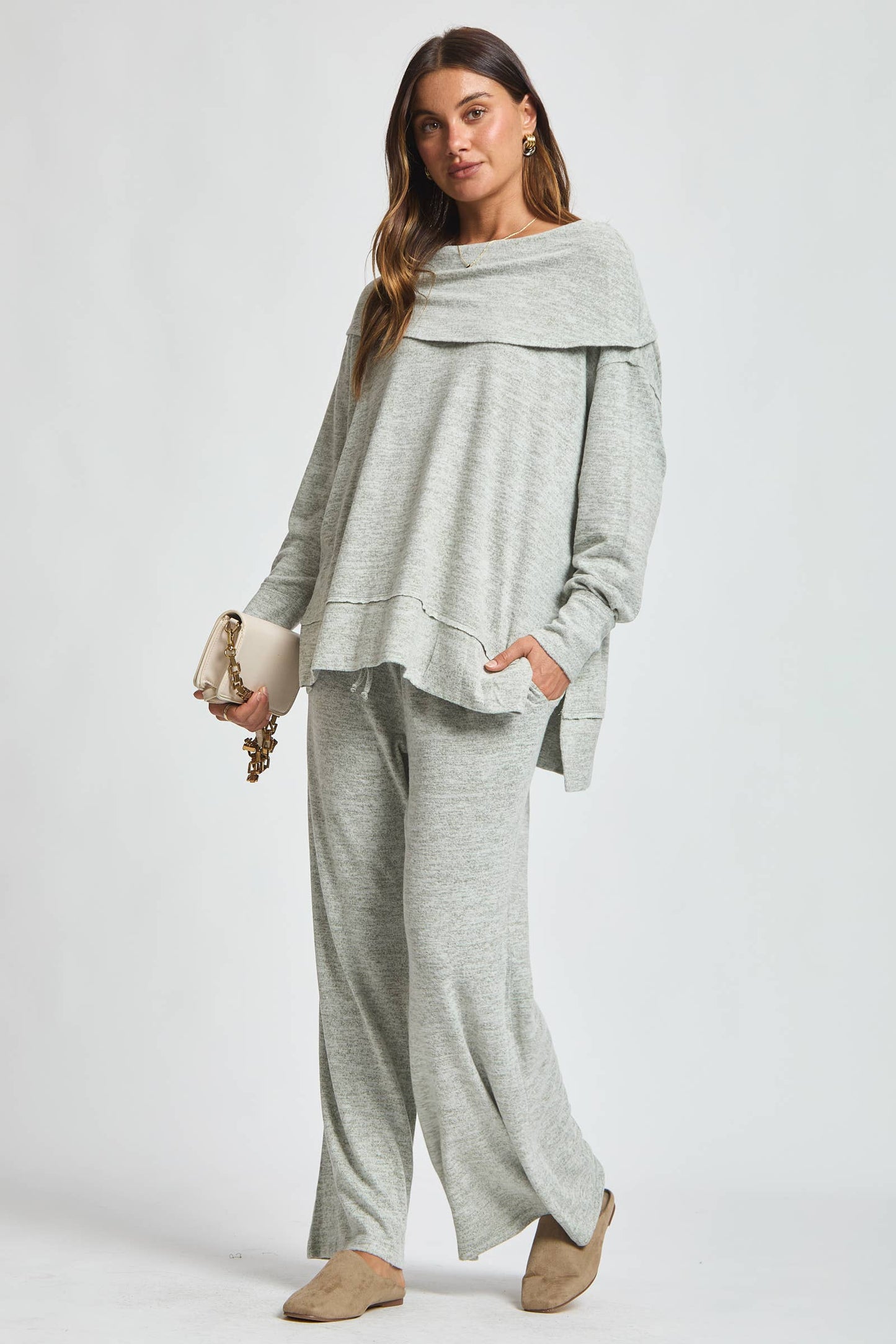 Travel Ready Cashmere Set: Pearl Grey / L