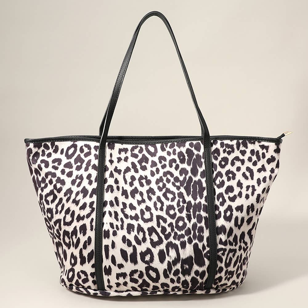 Faux Leather Leopard Patterned Tote Bag / Shoulder Bag