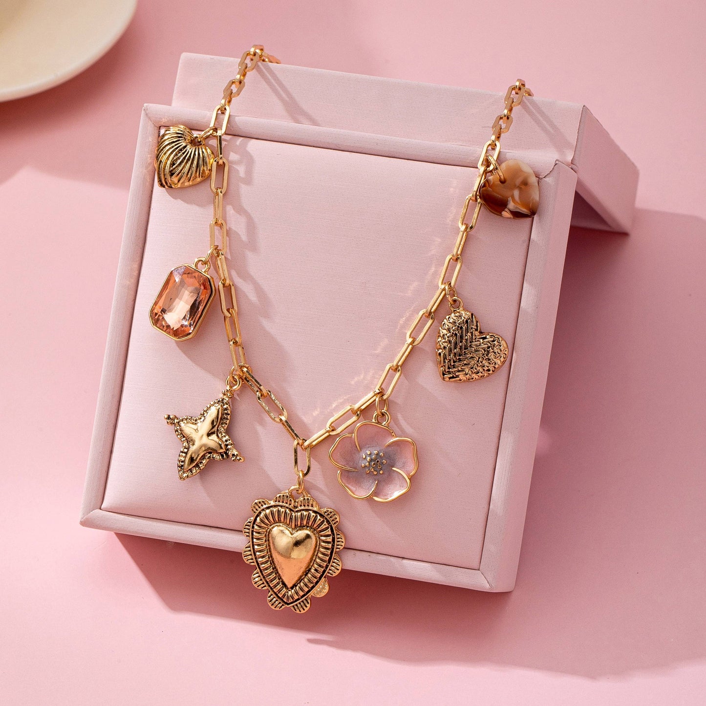 CHARM NECKLACE-HEART FLOWER RHINESTONE CLOVER | 80N92697