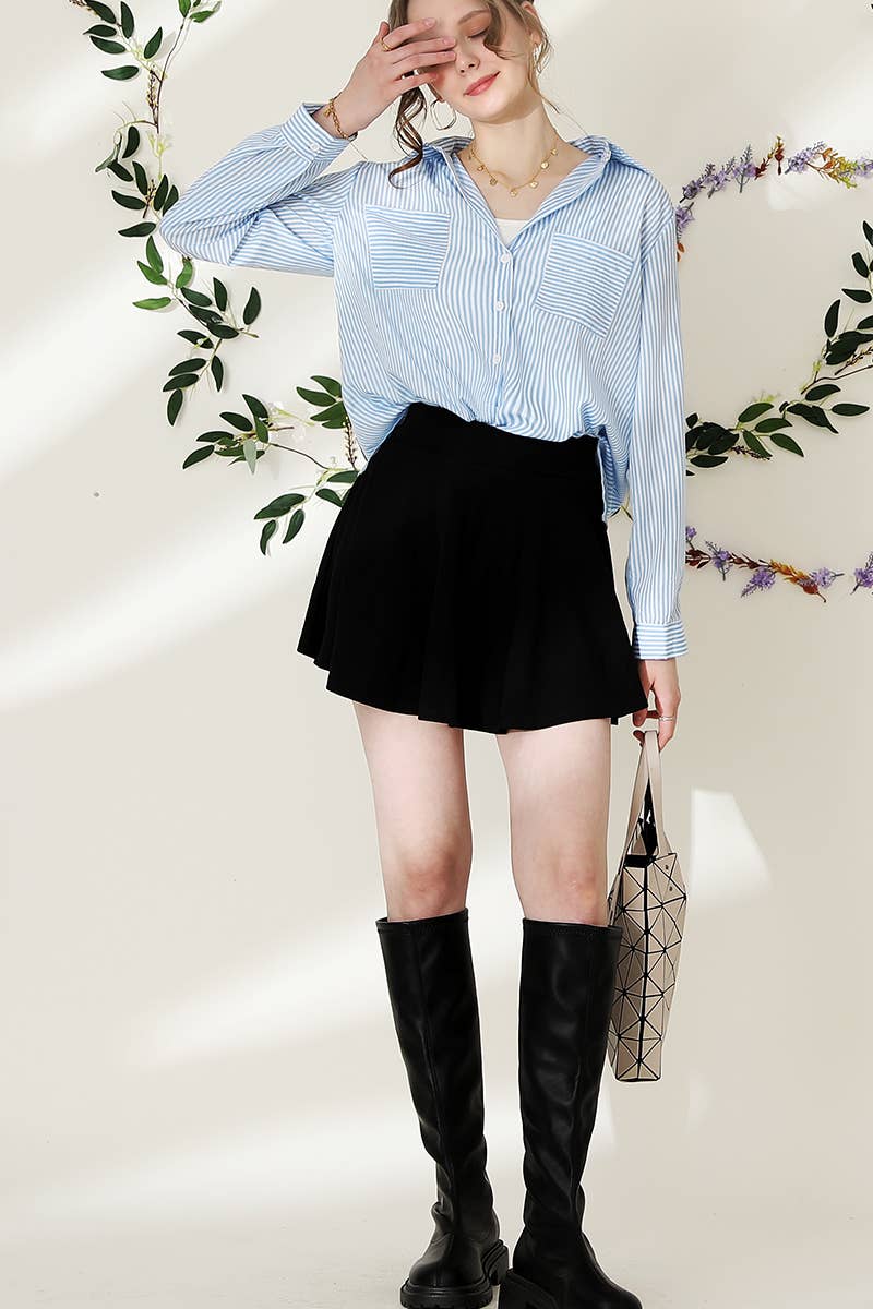 Striped Button Down Long Sleeve Collared Shirts