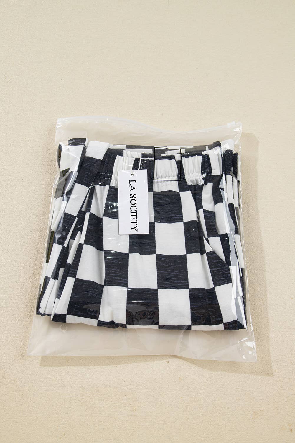 LA SOCIETY Checkered Print High Waist Wide Leg Pants Bottoms