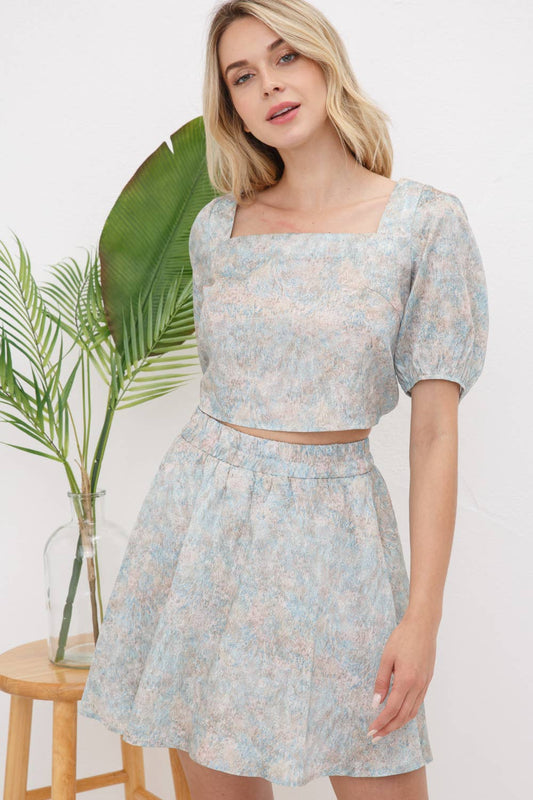 31365SET - Woven Round Tunnel Back Tie Elastic Skort Set