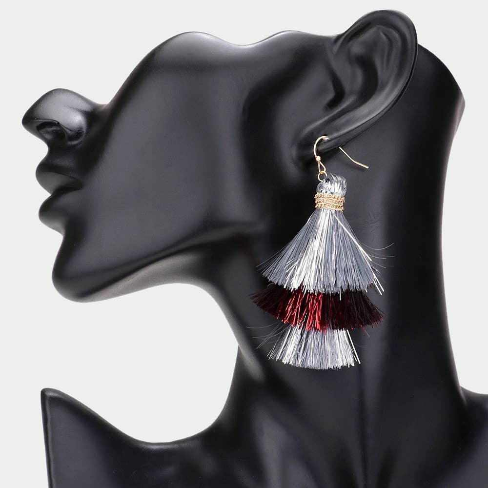 Game Day Triple Tassel Layered Dangle Earrings: M5
