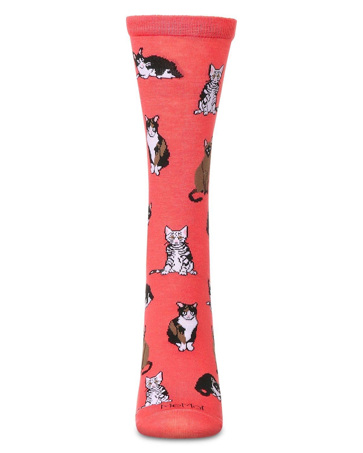 Women's Multi Cat Breed Bamboo Crew Socks