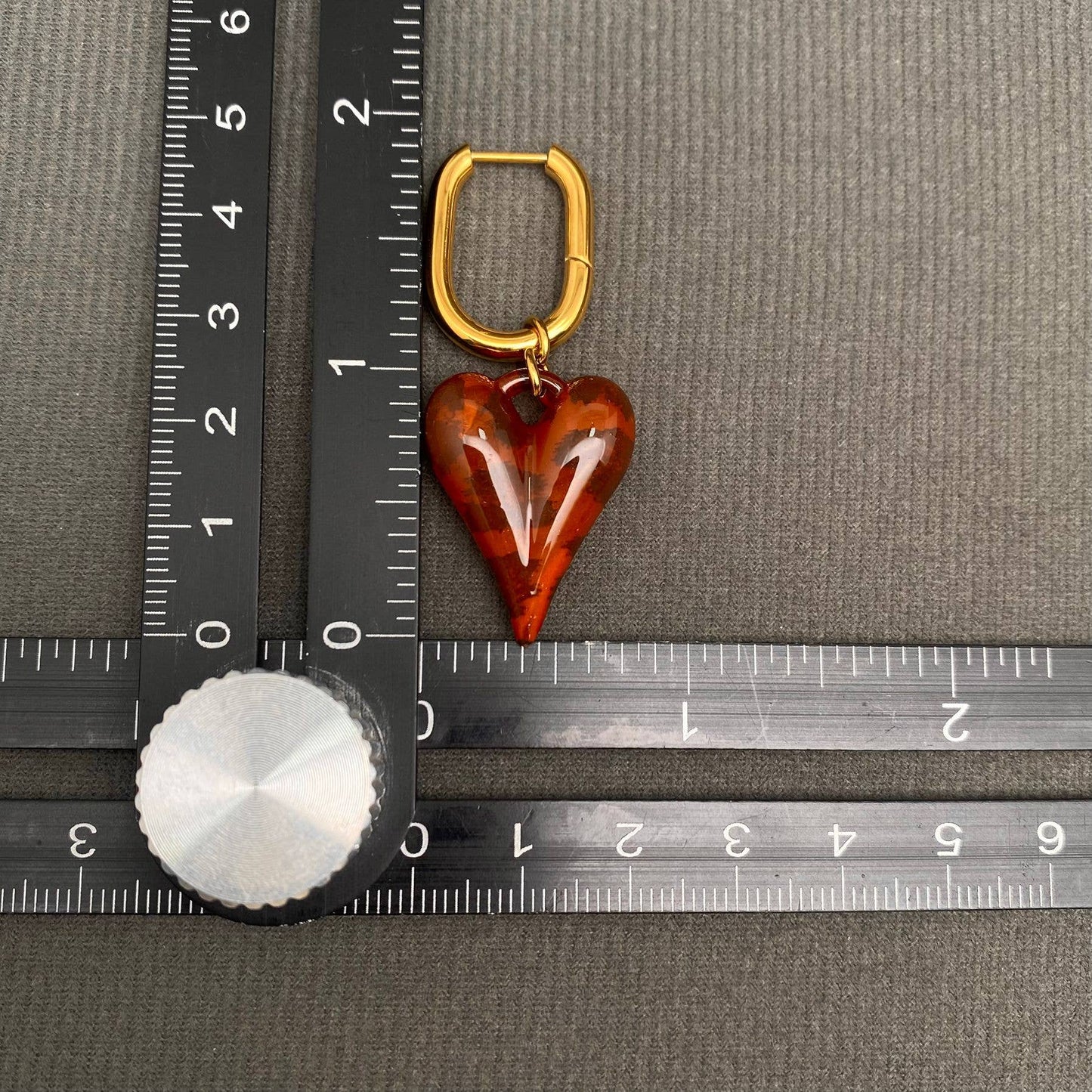 Acrylic Leopard Heart 18K Gold Plated SS Huggie Earrings - FGS