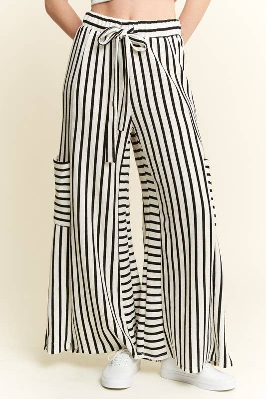 STRIPE WIDE LEG PANTS