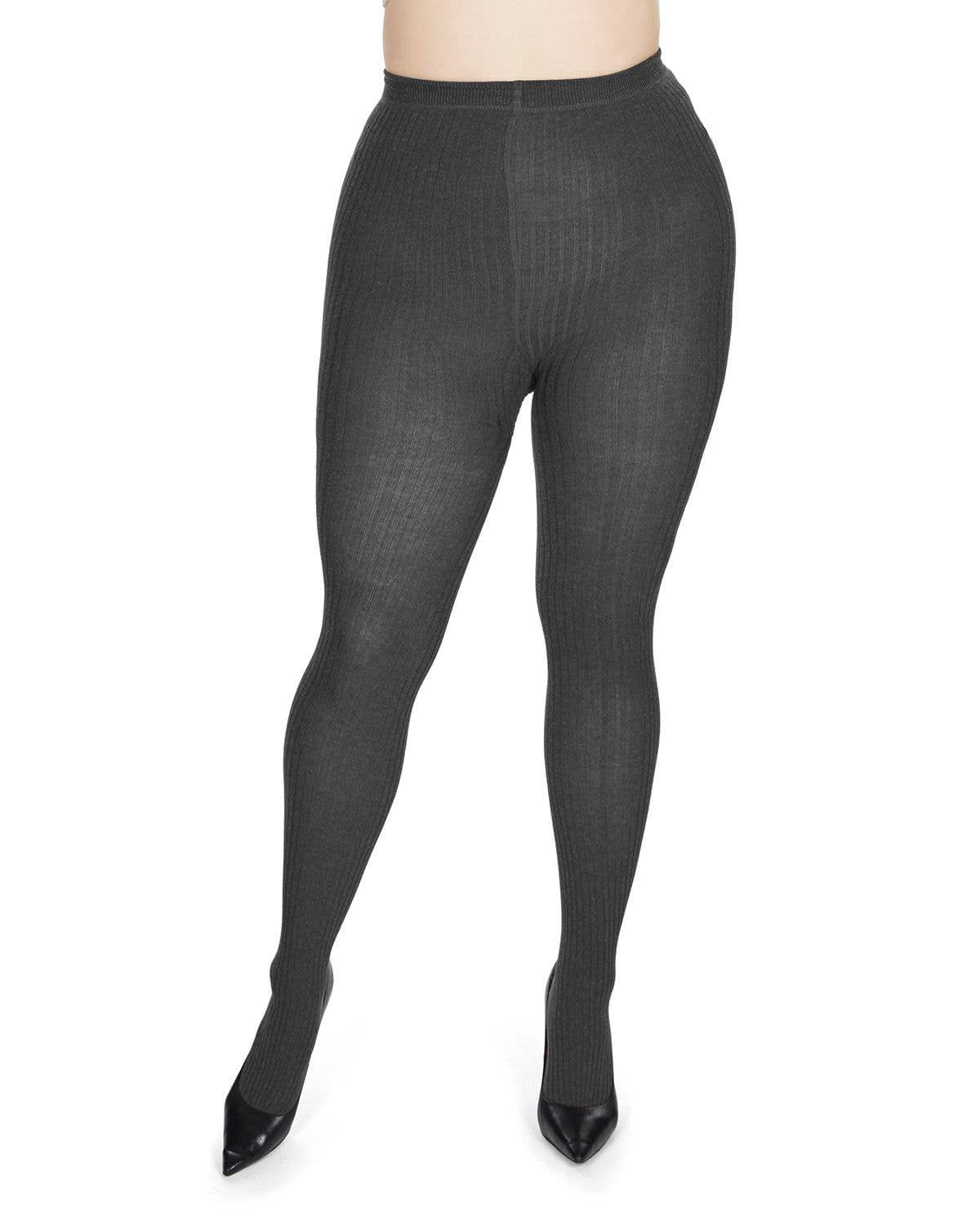 MeMoi Boston Ribbed Sweater Tights: Lt Taupe Heather / L-XL