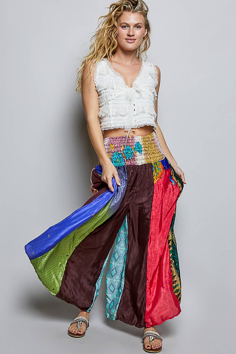 1B. One-of-a-Kind POL Smocked Waist Printed Wide Leg Pants