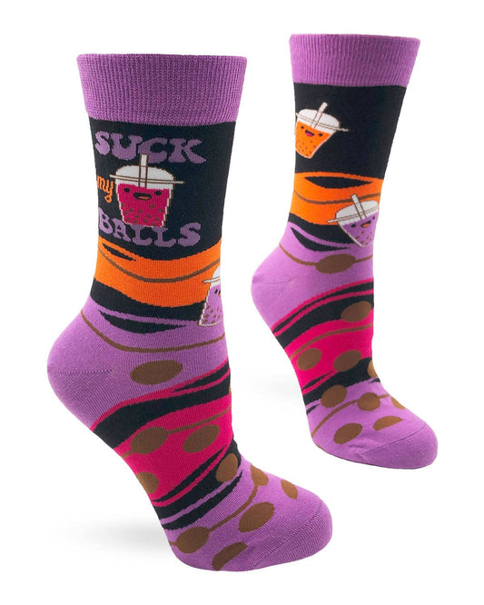 Socks 7. Suck My Balls Funny Bubble Tea Ladies' Crew Socks