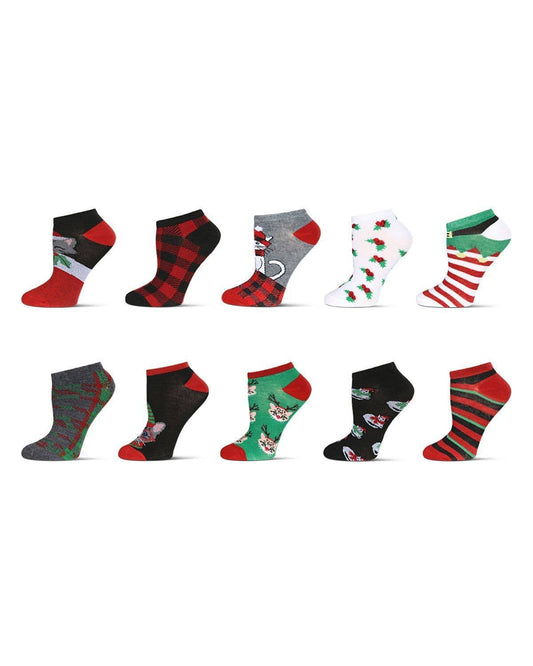 10 Pair Women's Holiday Kitty Low Cut Socks