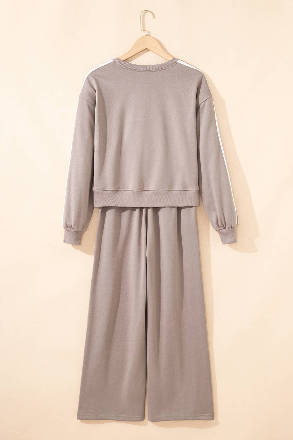 Striped Detail Pullover Elastic Sweatpants 2pcs Outfit