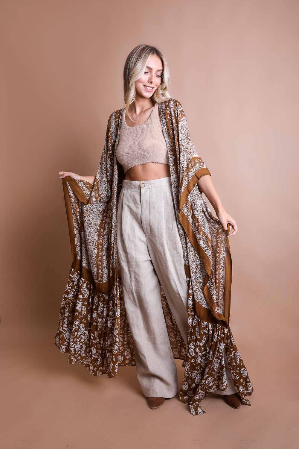 Paisley Perfection Free Flow Kimono 🦋 - Boho: Olive