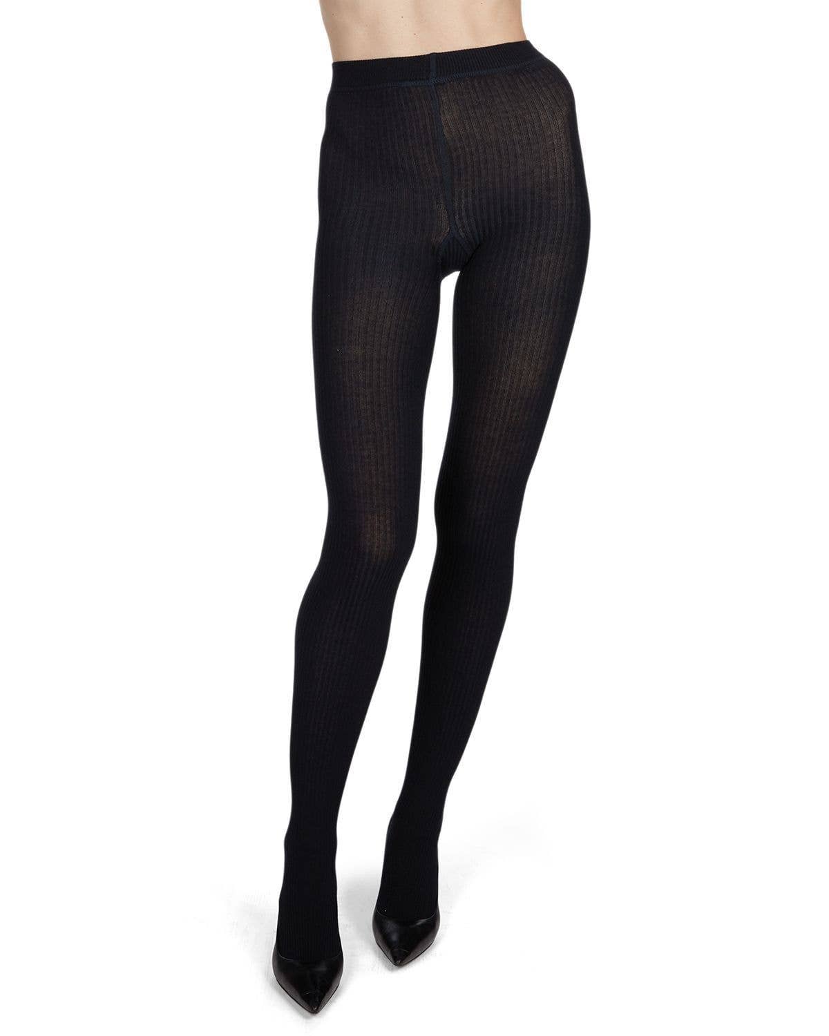 MeMoi Pin Ribbed Cotton Tights