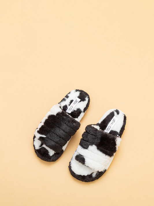 SLP2121 Delaney Cow Print Slippers