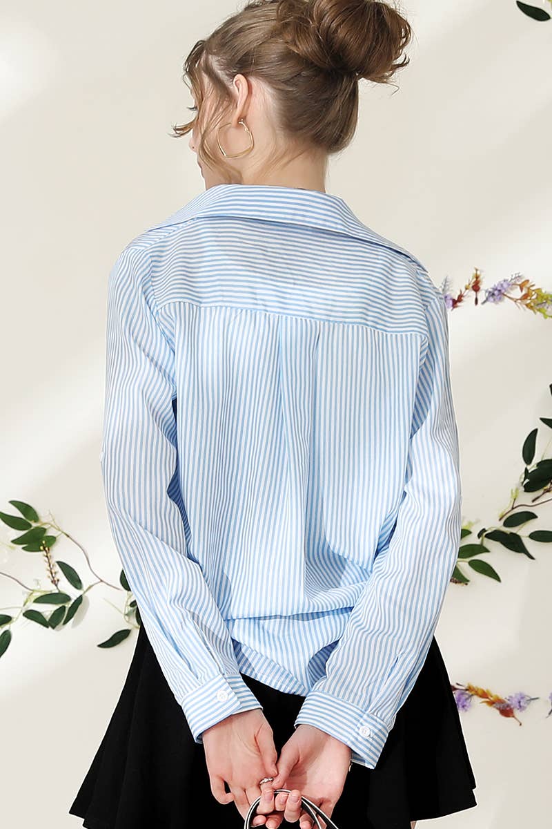 Striped Button Down Long Sleeve Collared Shirts