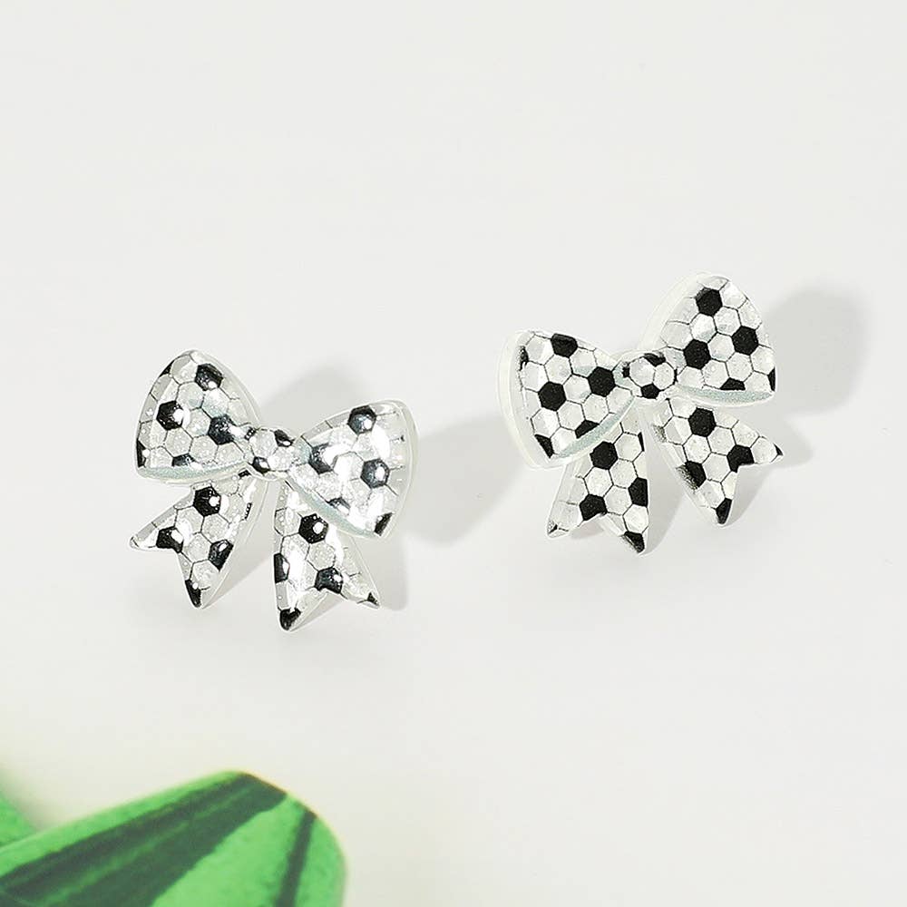 Resin Sports Baseball/Basketball/Football Bow Stud Earrings: Volleyball