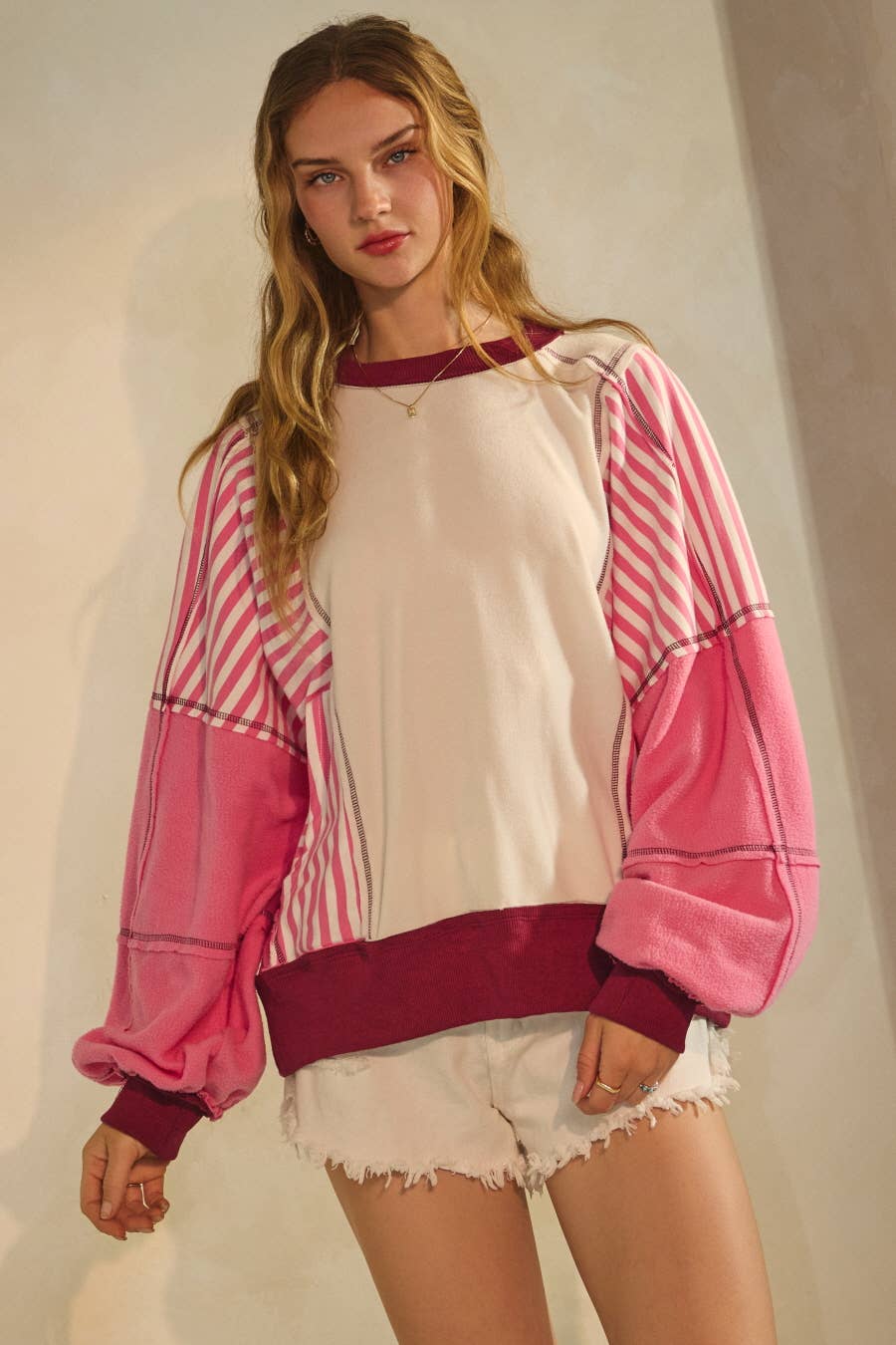 Polar Fleece Color Block Sweatshirt: Mint Combo / M