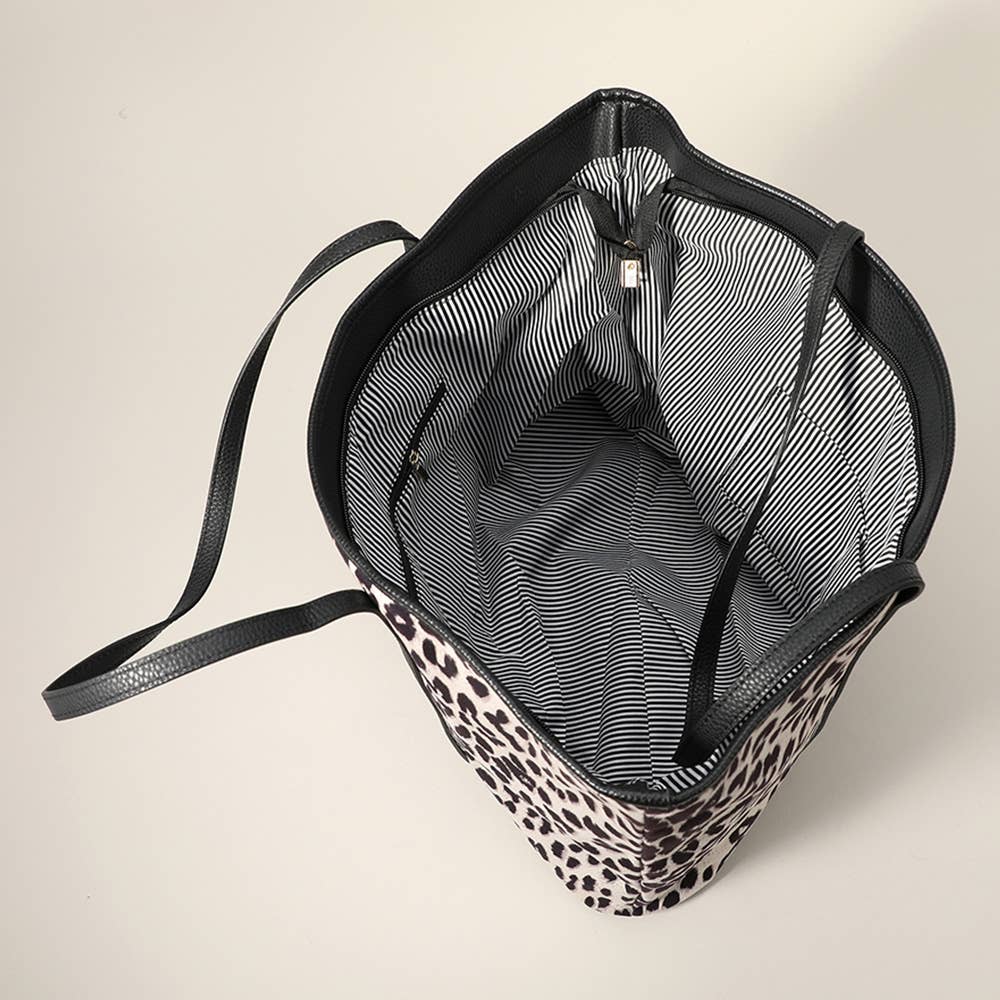 Faux Leather Leopard Patterned Tote Bag / Shoulder Bag