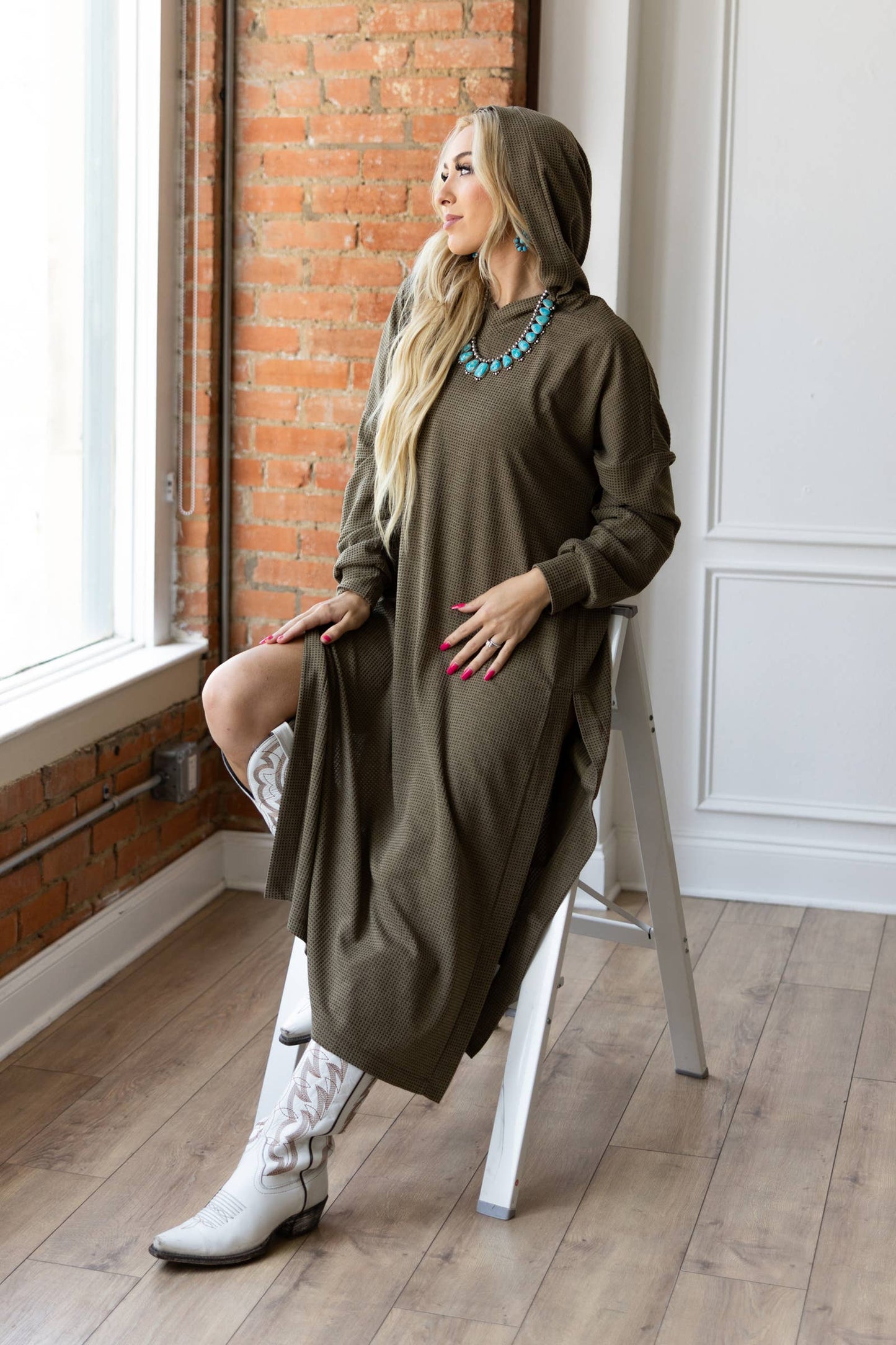 Waffle Knit Thermal Duster