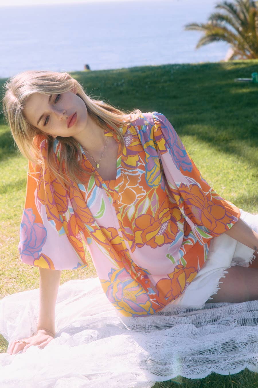 Plus Floral Printed 3/4 Sleeve Blouse