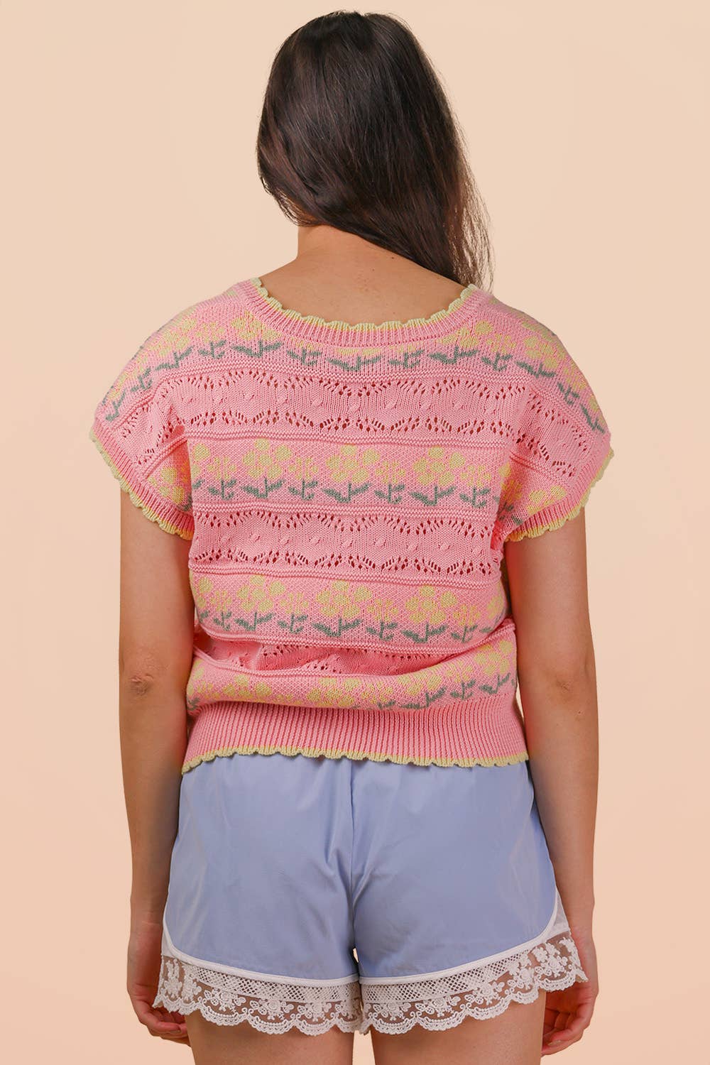 Very J Floral Graphic Knit Sweater Vest
