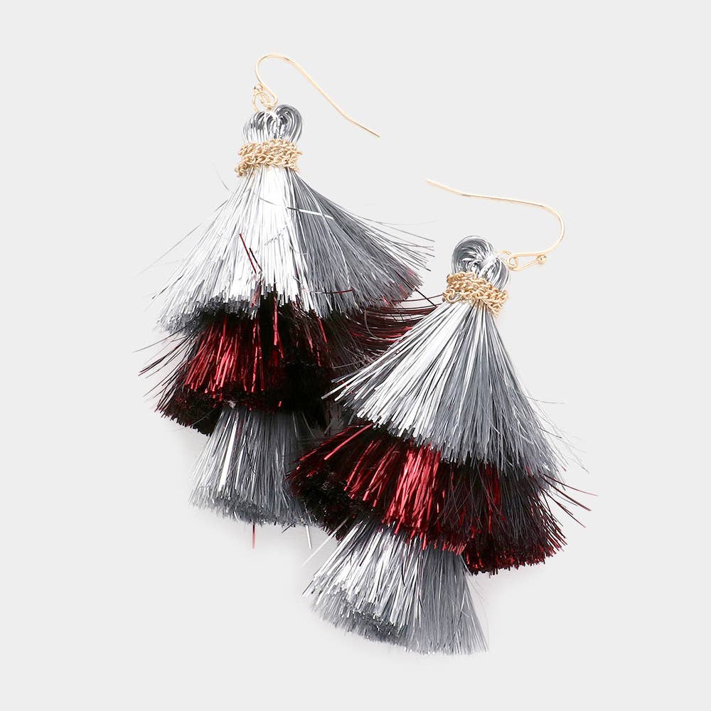 Game Day Triple Tassel Layered Dangle Earrings: M5