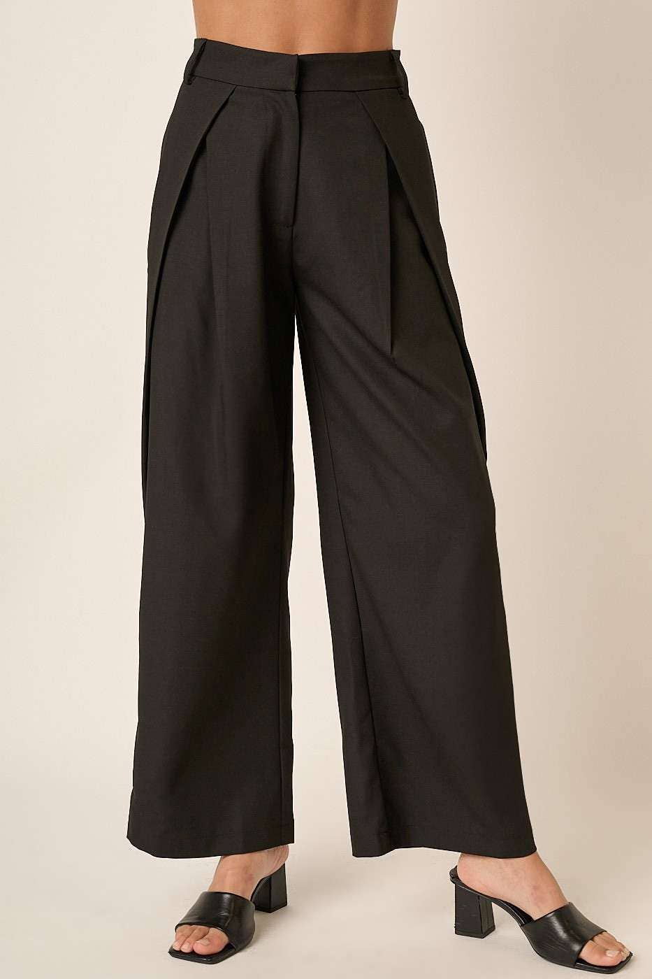 M70590 - DEEP PLEATED HIGH WAISTED WIDE LEG PANTS