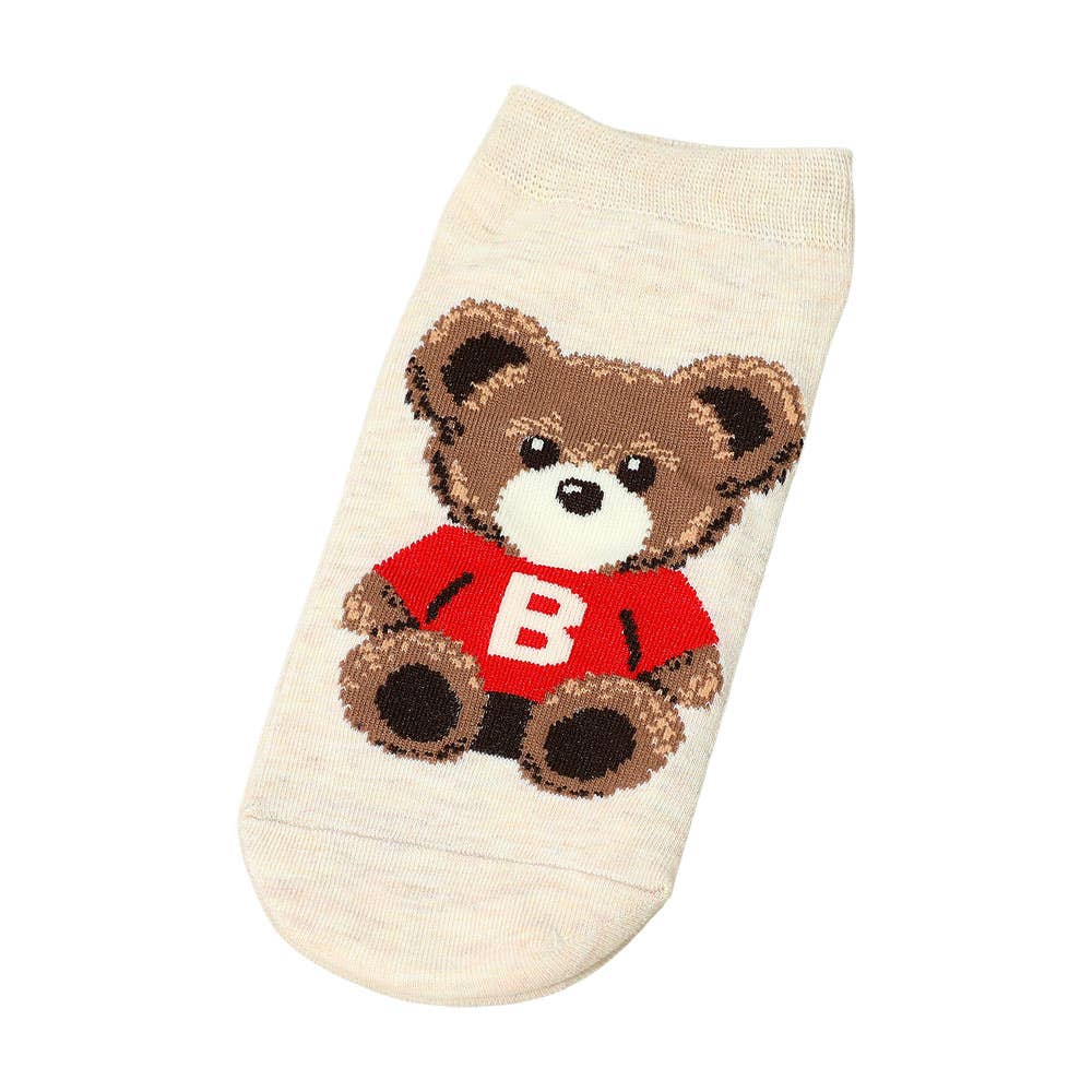 Teddy Bear Printed Ankle Socks