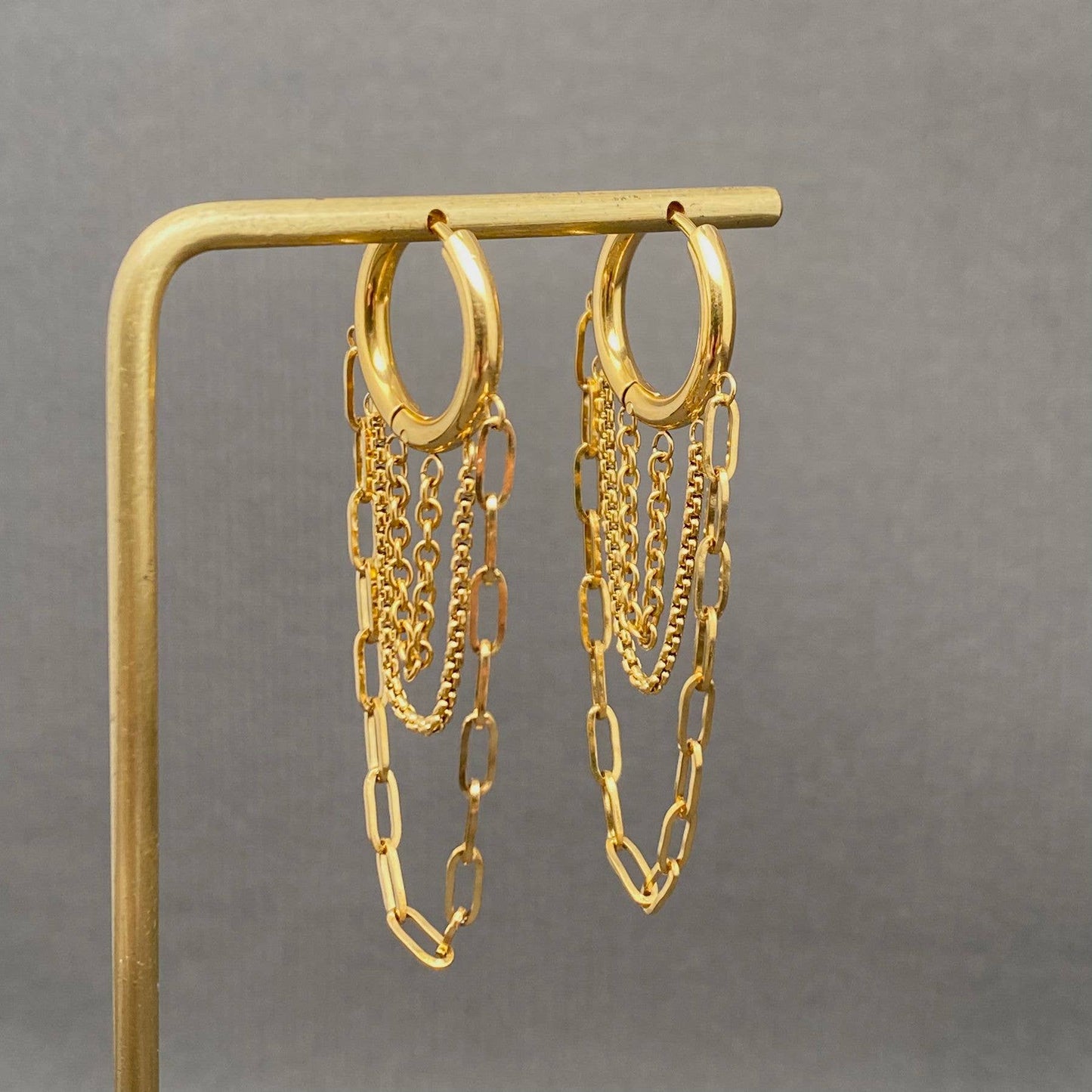 M2. Chain Fringe 18K Gold Plated Huggie Earrings